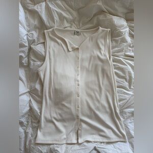 Abercrombie & Fitch Ribbed Button Tank - Cream